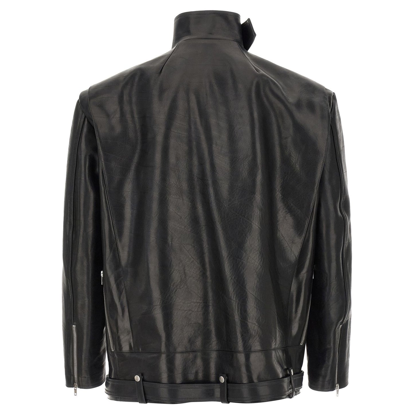 Rick Owens Black Bull Skin Leather Jacket