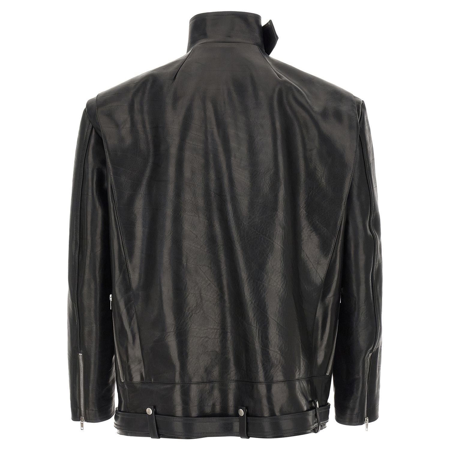 Rick Owens Black Bull Skin Leather Jacket