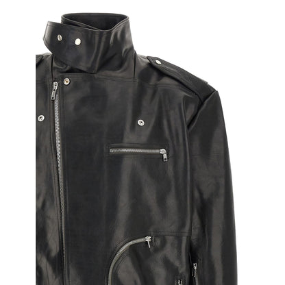 Rick Owens Black Bull Skin Leather Jacket