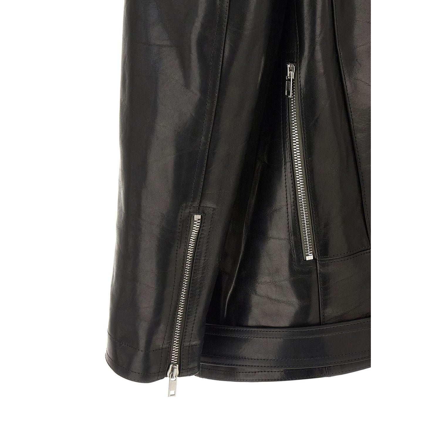 Rick Owens Black Bull Skin Leather Jacket