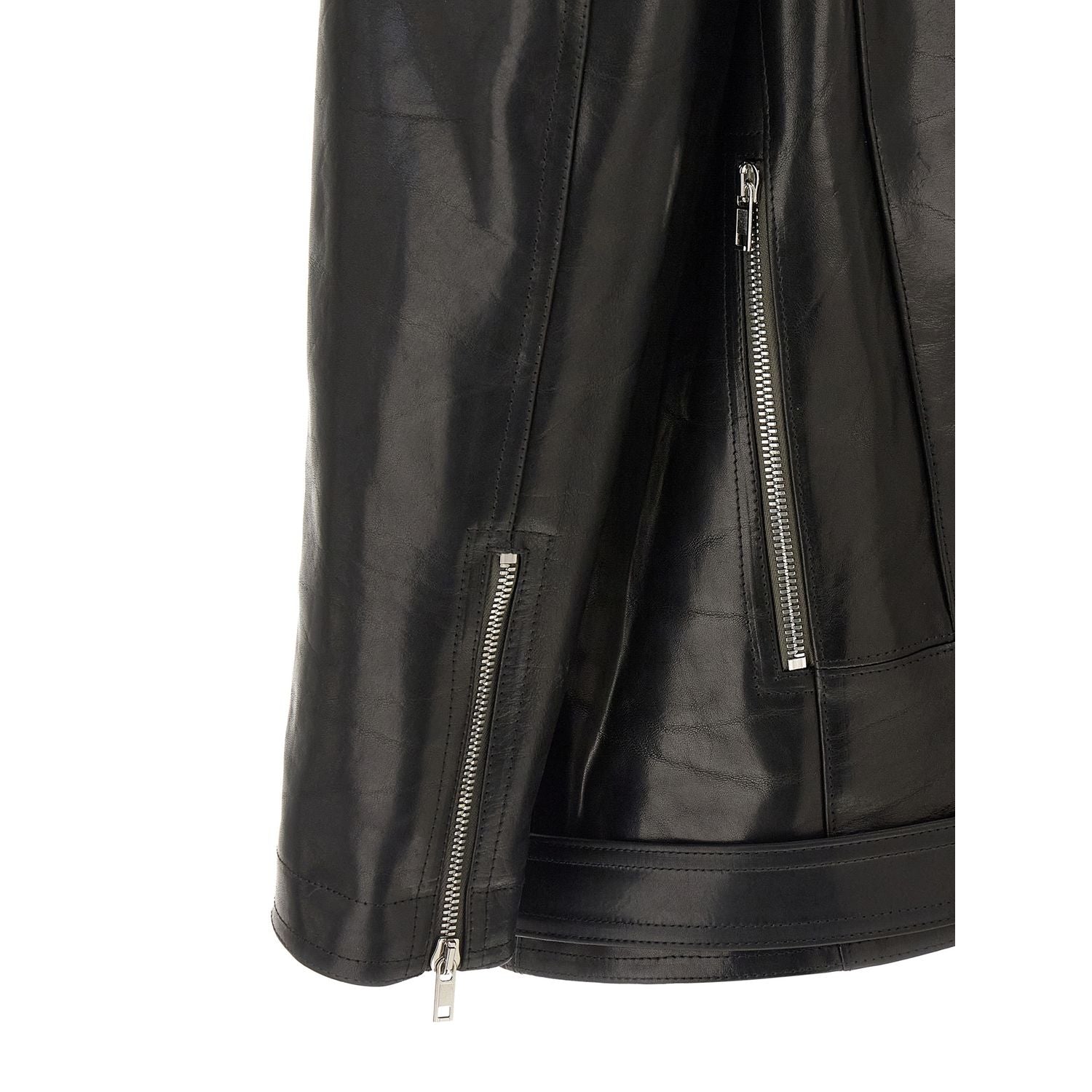 Rick Owens Black Bull Skin Leather Jacket