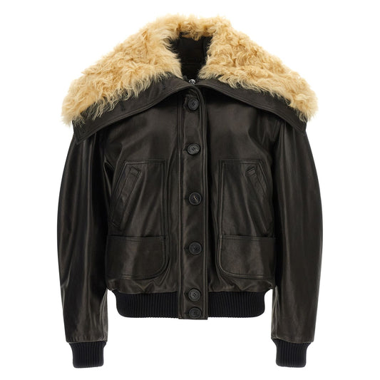 The Attico Black Lamb Leather Leather Jacket