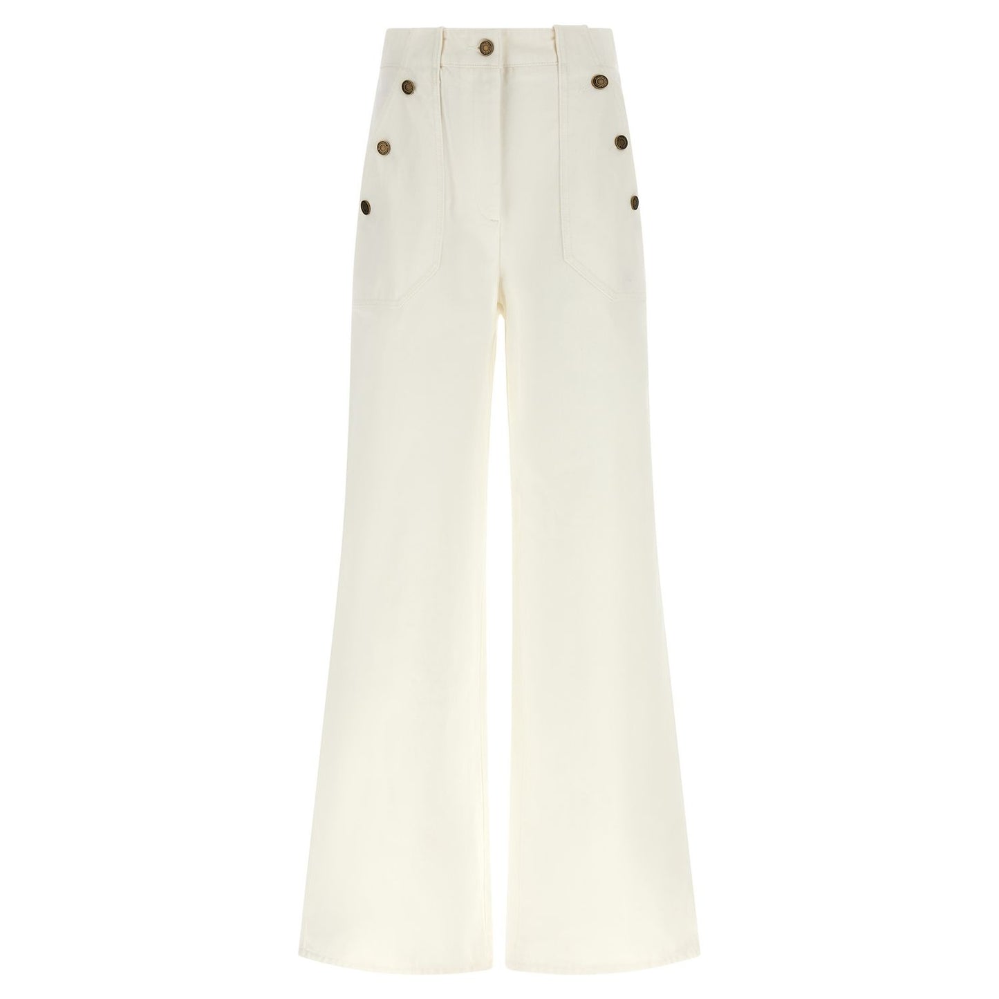 Max Mara White Cotton Flared Pants