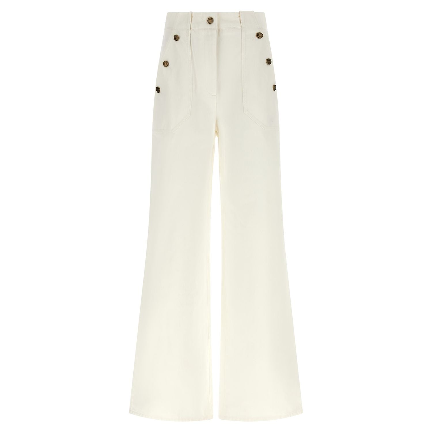 Max Mara White Cotton Flared Pants