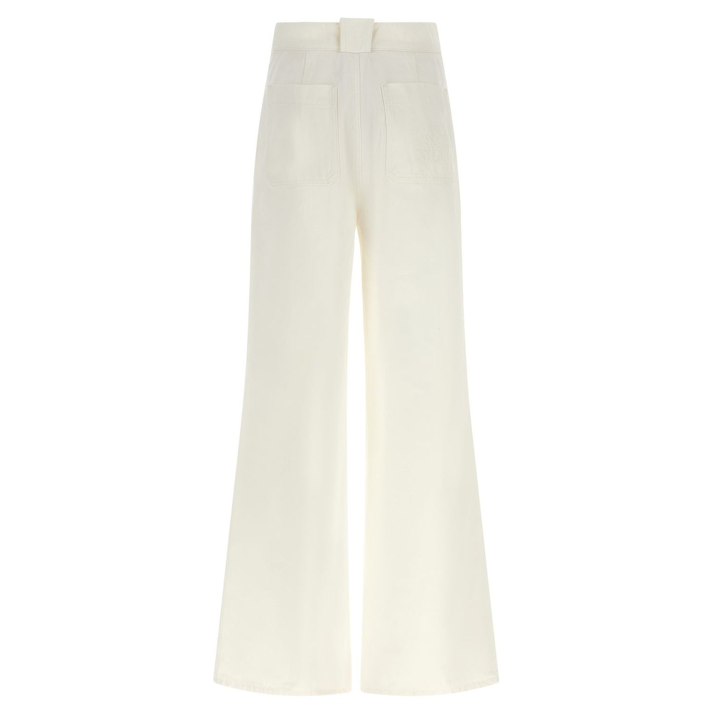 Max Mara White Cotton Flared Pants