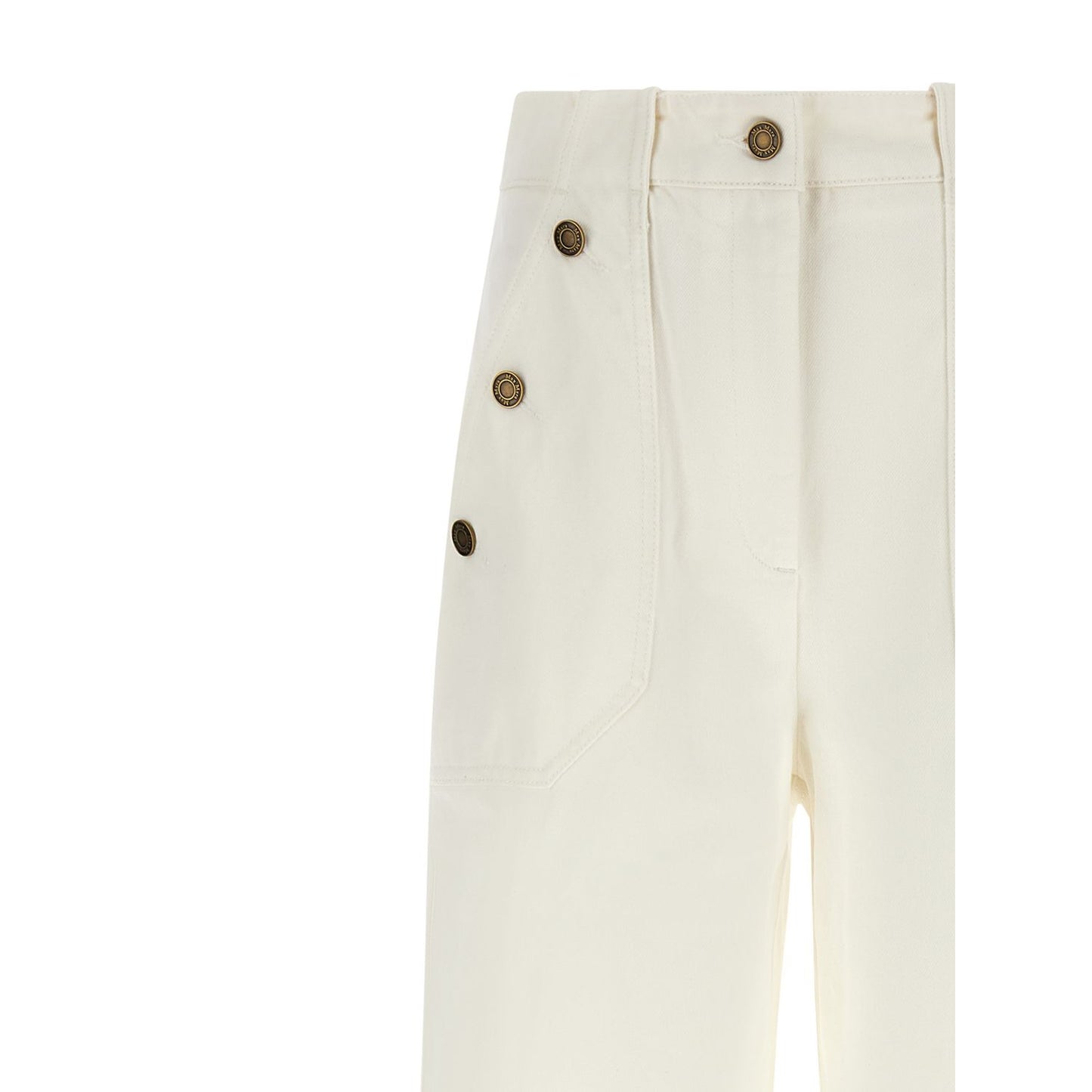 Max Mara White Cotton Flared Pants
