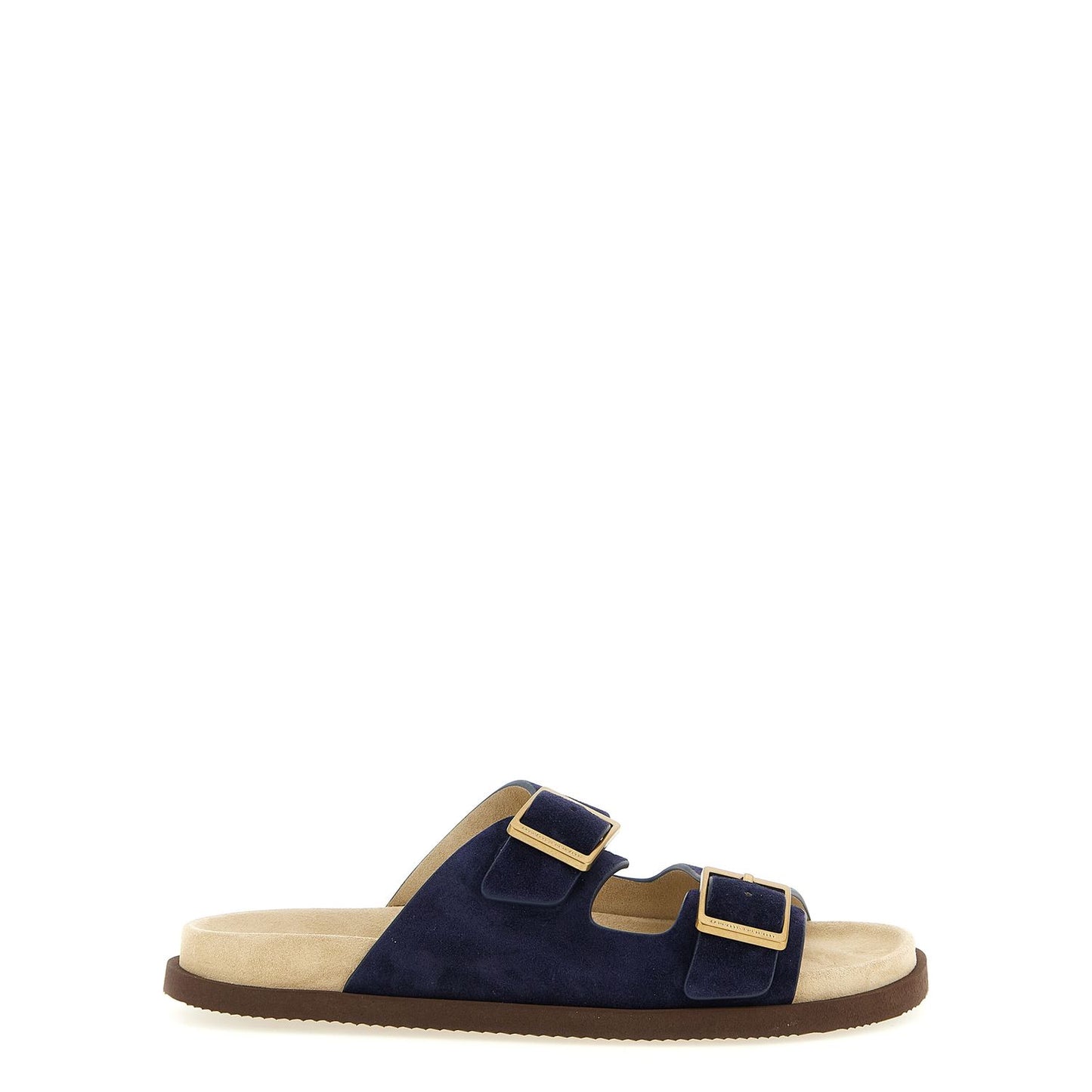 Brunello Cucinelli Blue Calfskin Slides