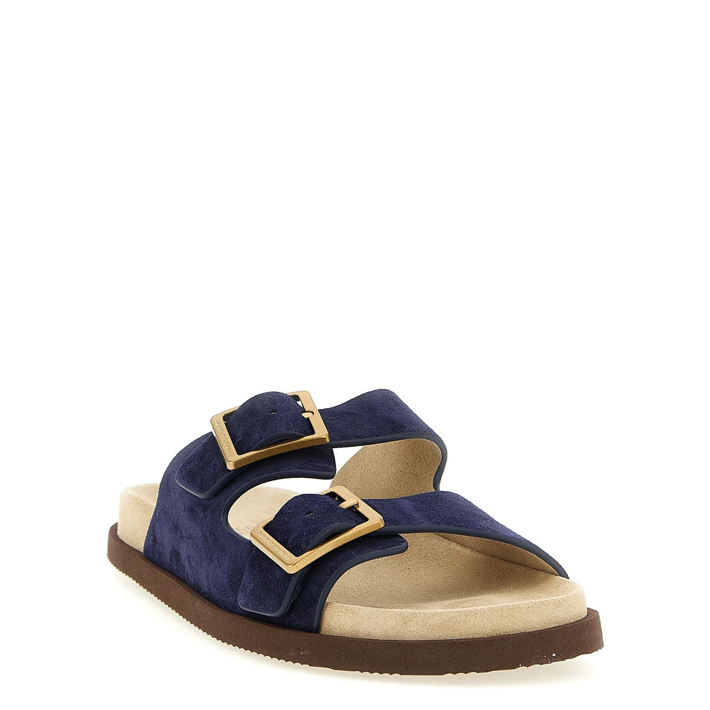 Brunello Cucinelli Blue Calfskin Slides