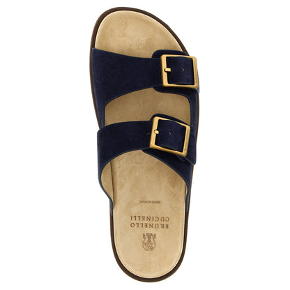 Brunello Cucinelli Blue Calfskin Slides