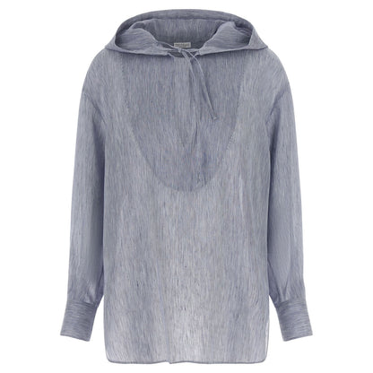 Brunello Cucinelli Blue Linen Blouse