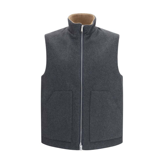 Lardini Gray Wool Oves Aries Sleeveless Jacket