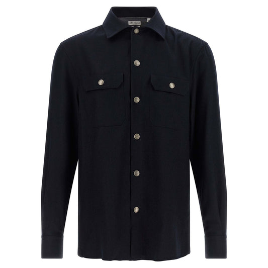 Brunello Cucinelli Blue Virgin Wool Blouse
