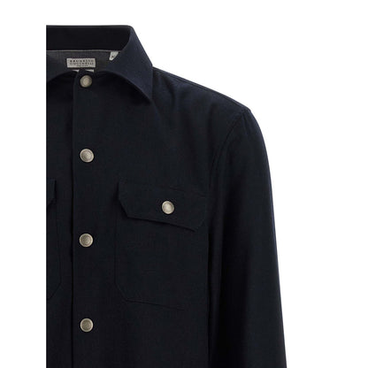 Brunello Cucinelli Blue Virgin Wool Blouse