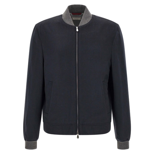 Brunello Cucinelli Blue Cashmere Bomber