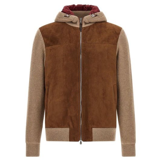 Brunello Cucinelli Brown Lamb Leather Bomber