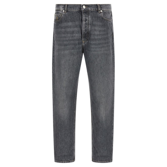 Brunello Cucinelli Gray Cotton Straight-Leg Jeans