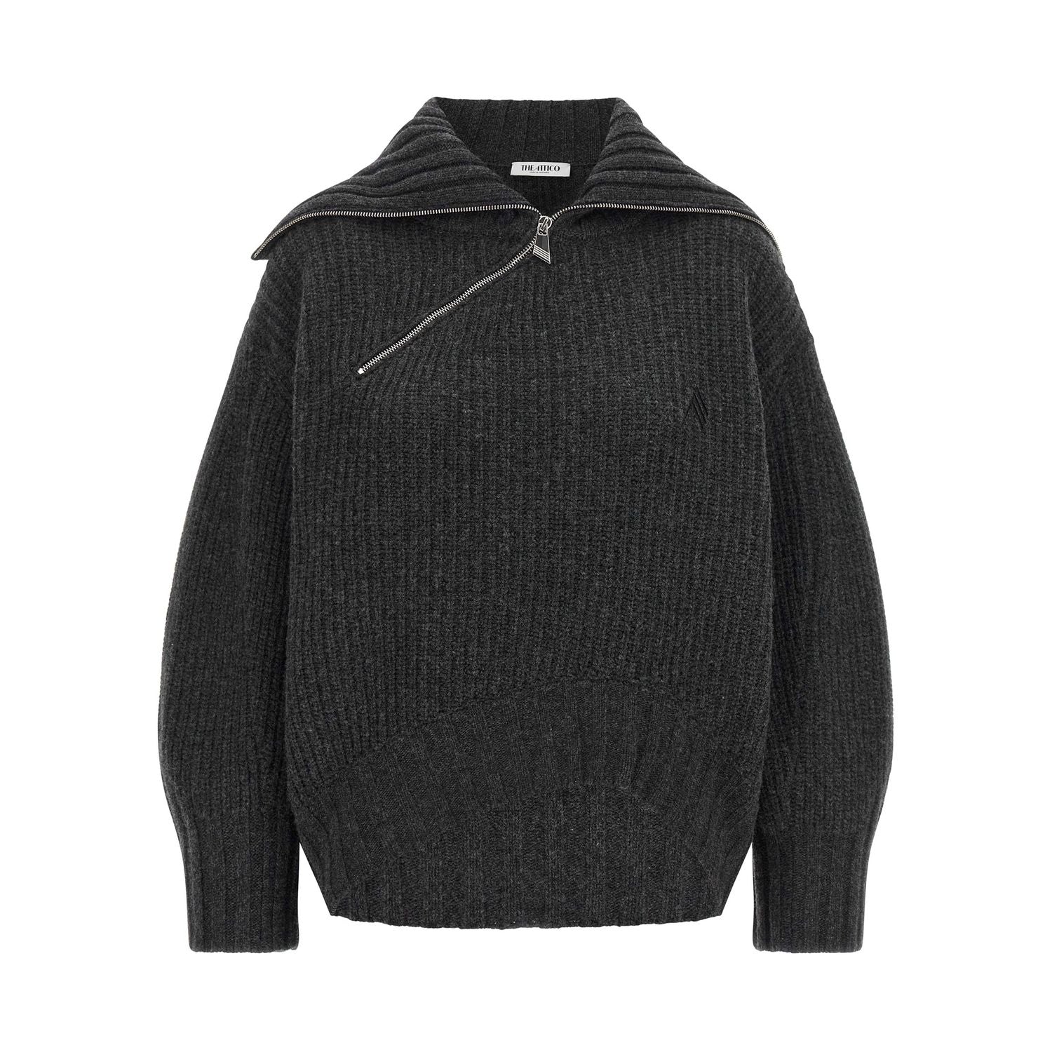 The Attico Gray Virgin Wool Cardigan