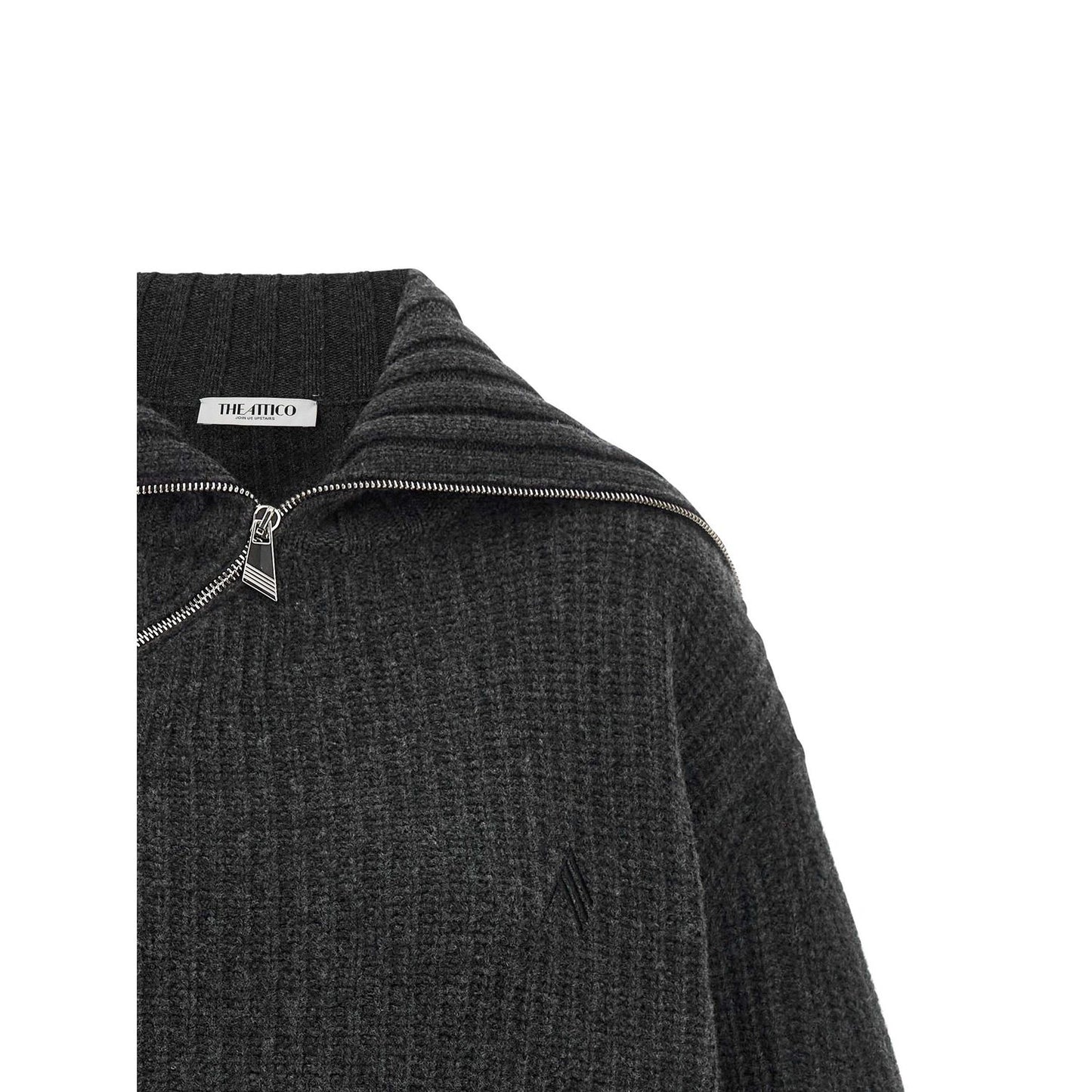 The Attico Gray Virgin Wool Cardigan