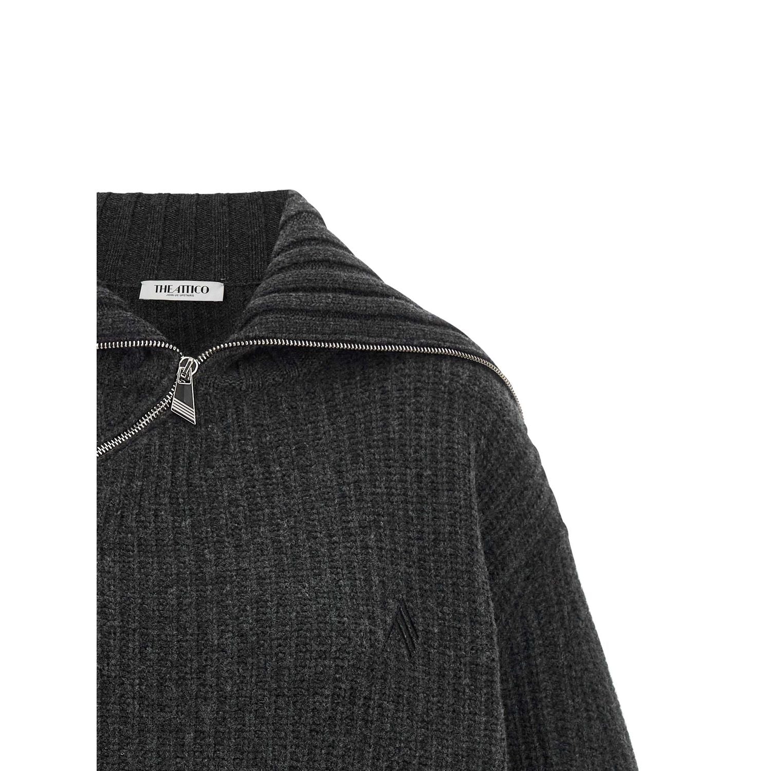 The Attico Gray Virgin Wool Cardigan