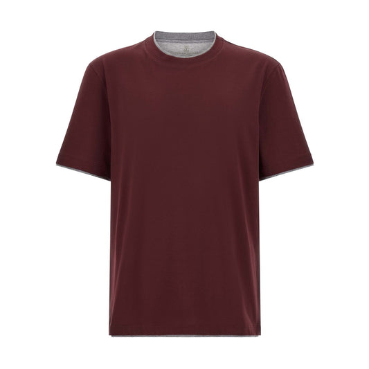 Brunello Cucinelli Bordeaux Cotton T-Shirt