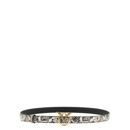 PINKO Gray Calfskin Thin Belt