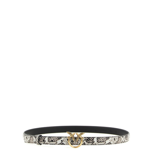 PINKO Gray Calfskin Thin Belt