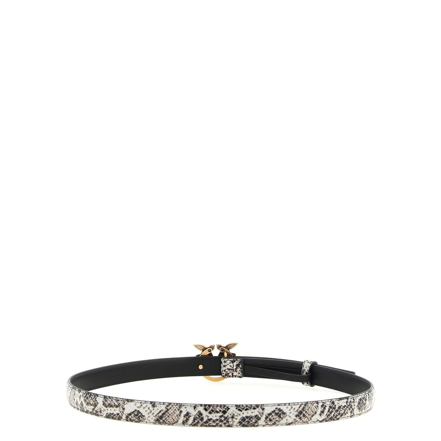 PINKO Gray Calfskin Thin Belt