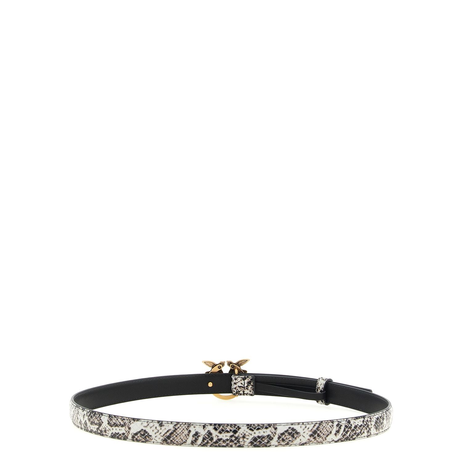 PINKO Gray Calfskin Thin Belt