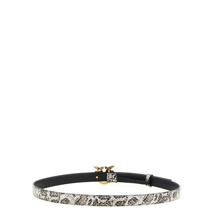 PINKO Gray Calfskin Thin Belt