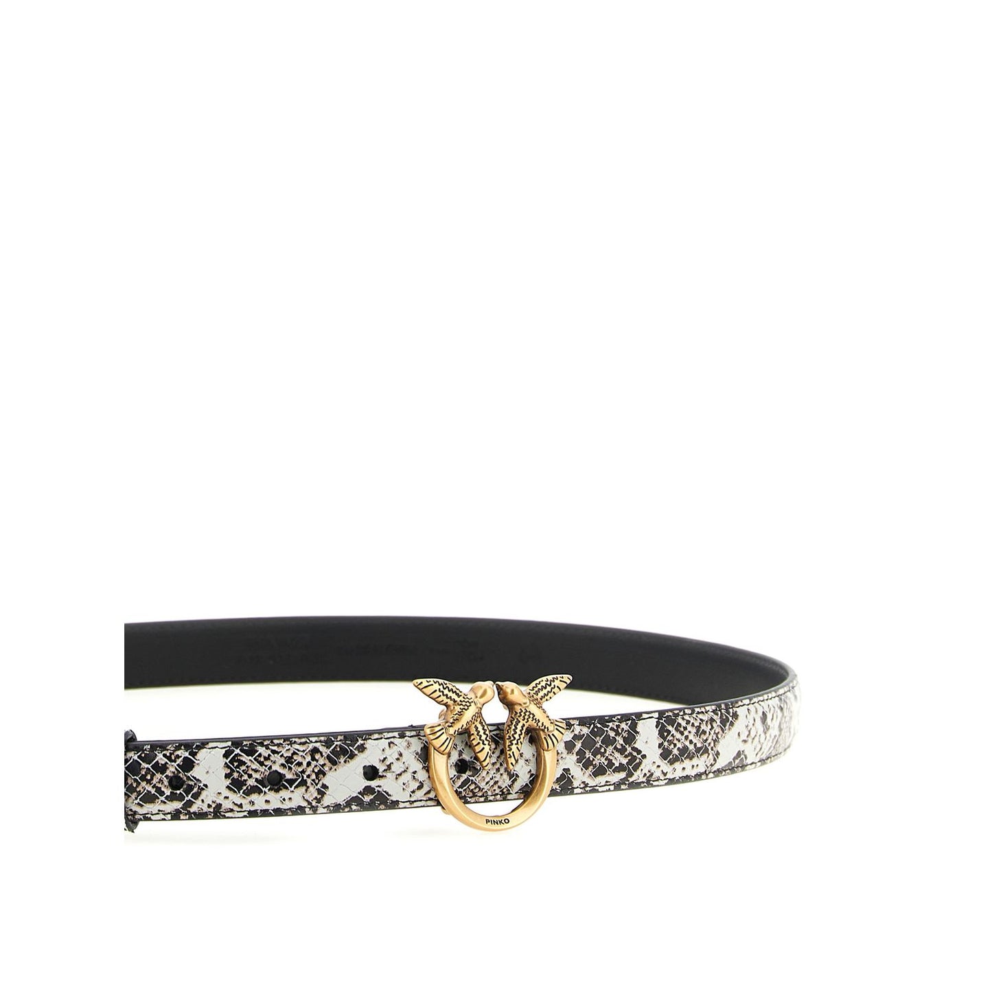 PINKO Gray Calfskin Thin Belt
