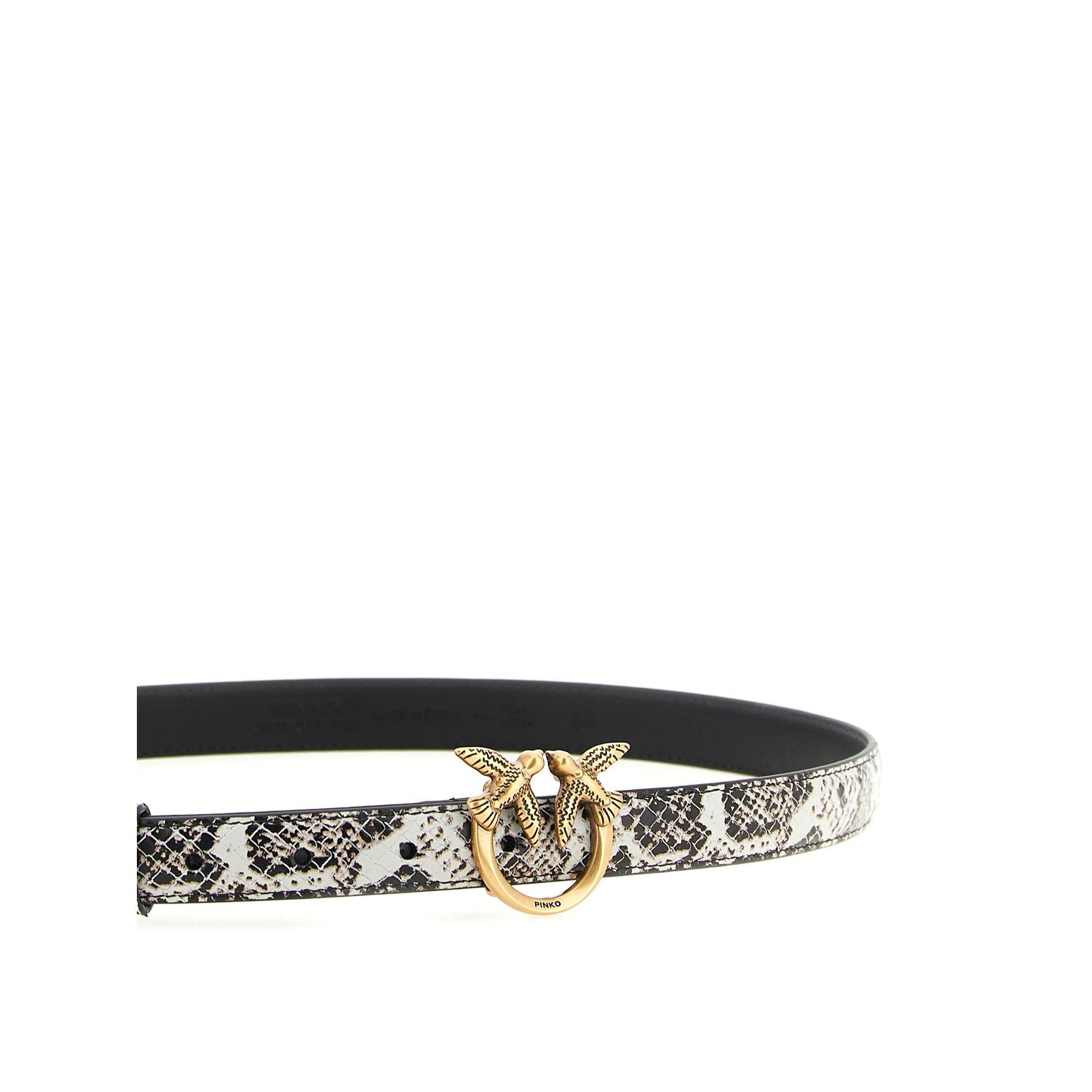 PINKO Gray Calfskin Thin Belt