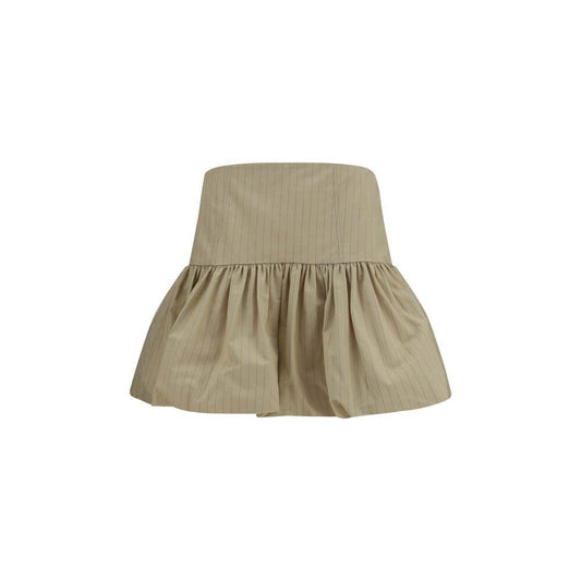 Ganni Beige Cotton Mini Skirt