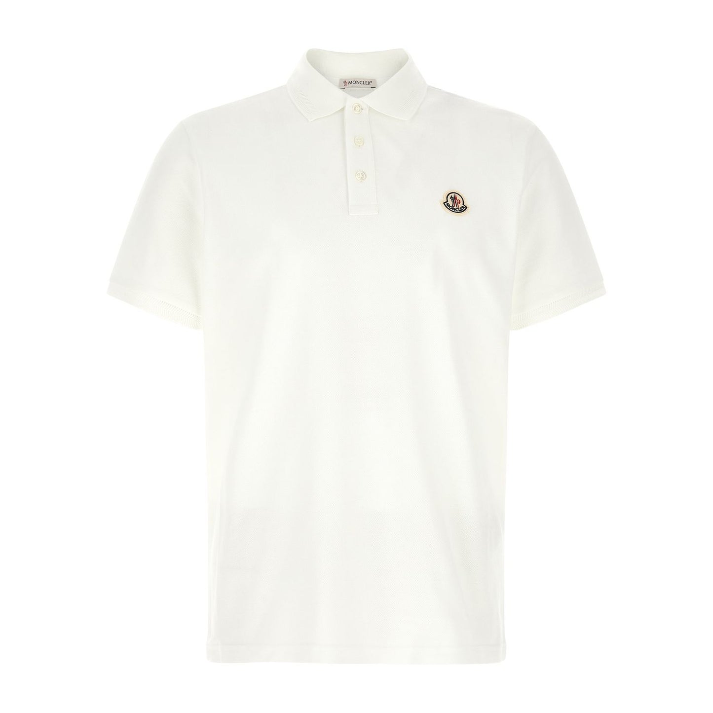 Moncler White Cotton Polo Shirt