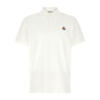 Moncler White Cotton Polo Shirt