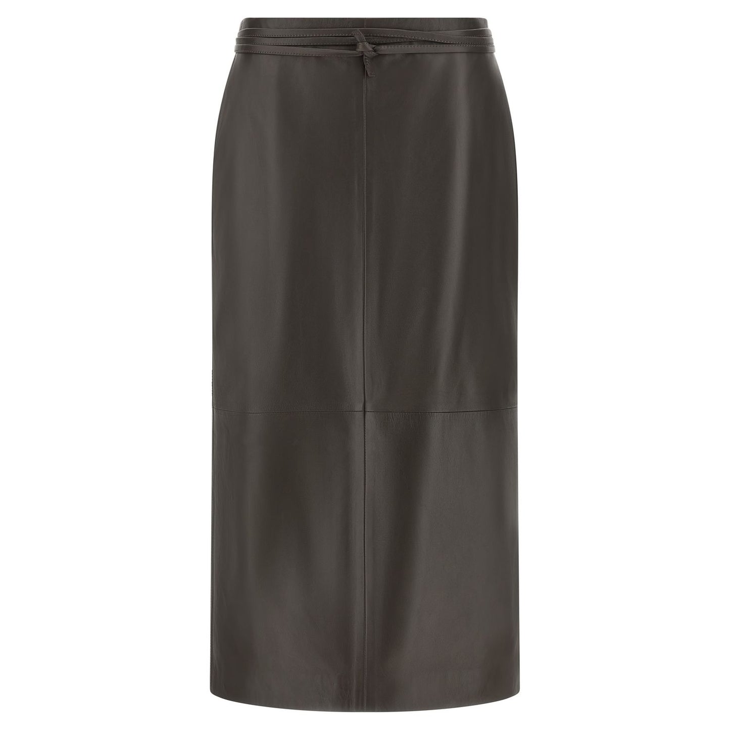Alberta Ferretti Brown Lamb Leather Midi Skirt