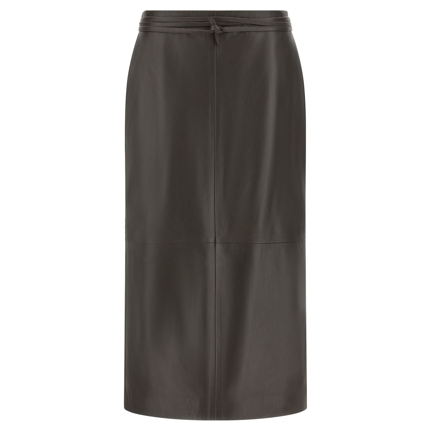 Alberta Ferretti Brown Lamb Leather Midi Skirt