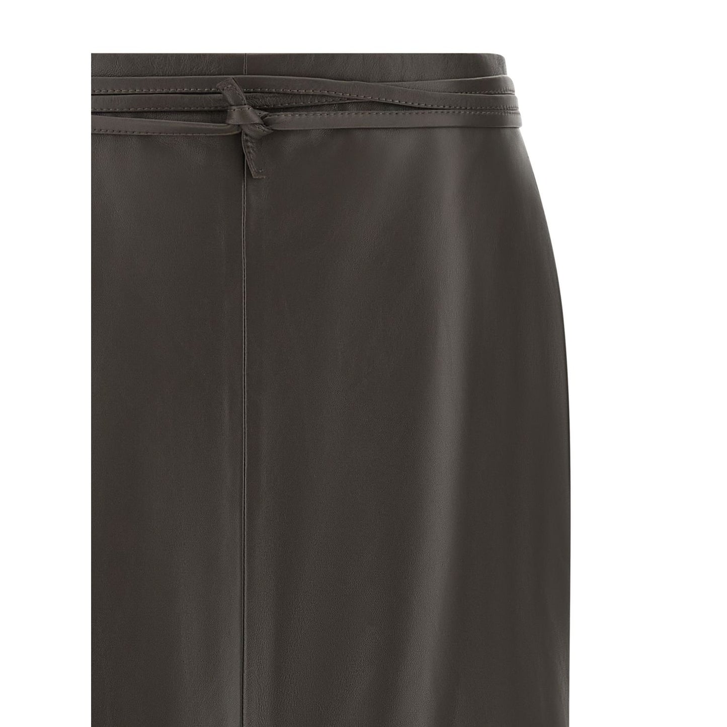 Alberta Ferretti Brown Lamb Leather Midi Skirt