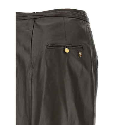 Alberta Ferretti Brown Lamb Leather Midi Skirt