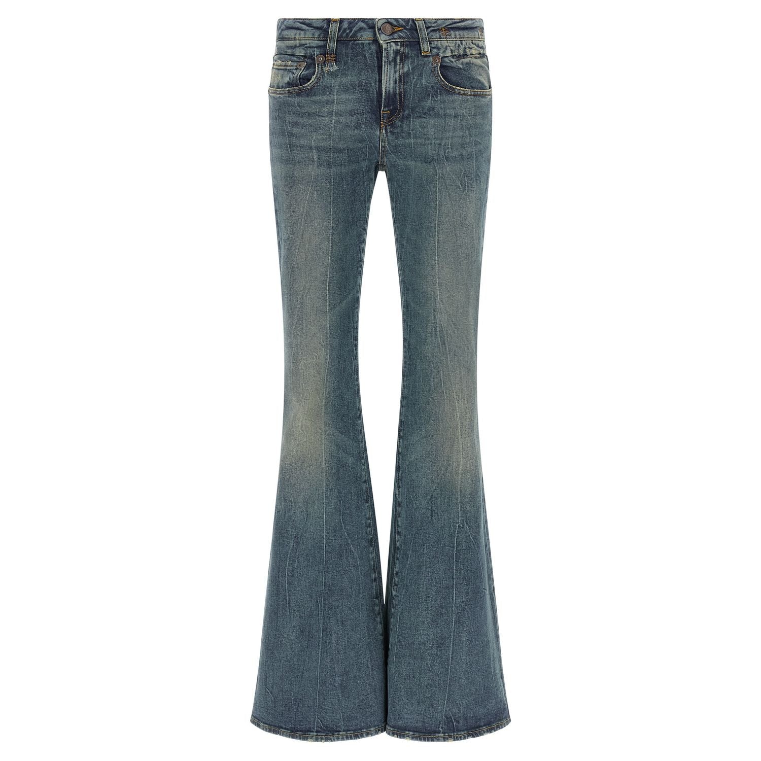 R13 Blue Cotton Flared Jeans