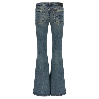 R13 Blue Cotton Flared Jeans
