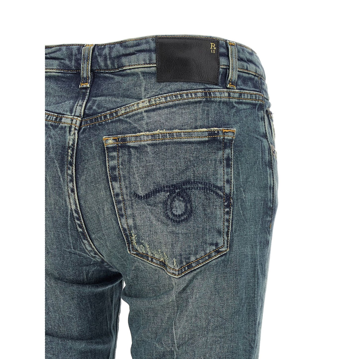 R13 Blue Cotton Flared Jeans