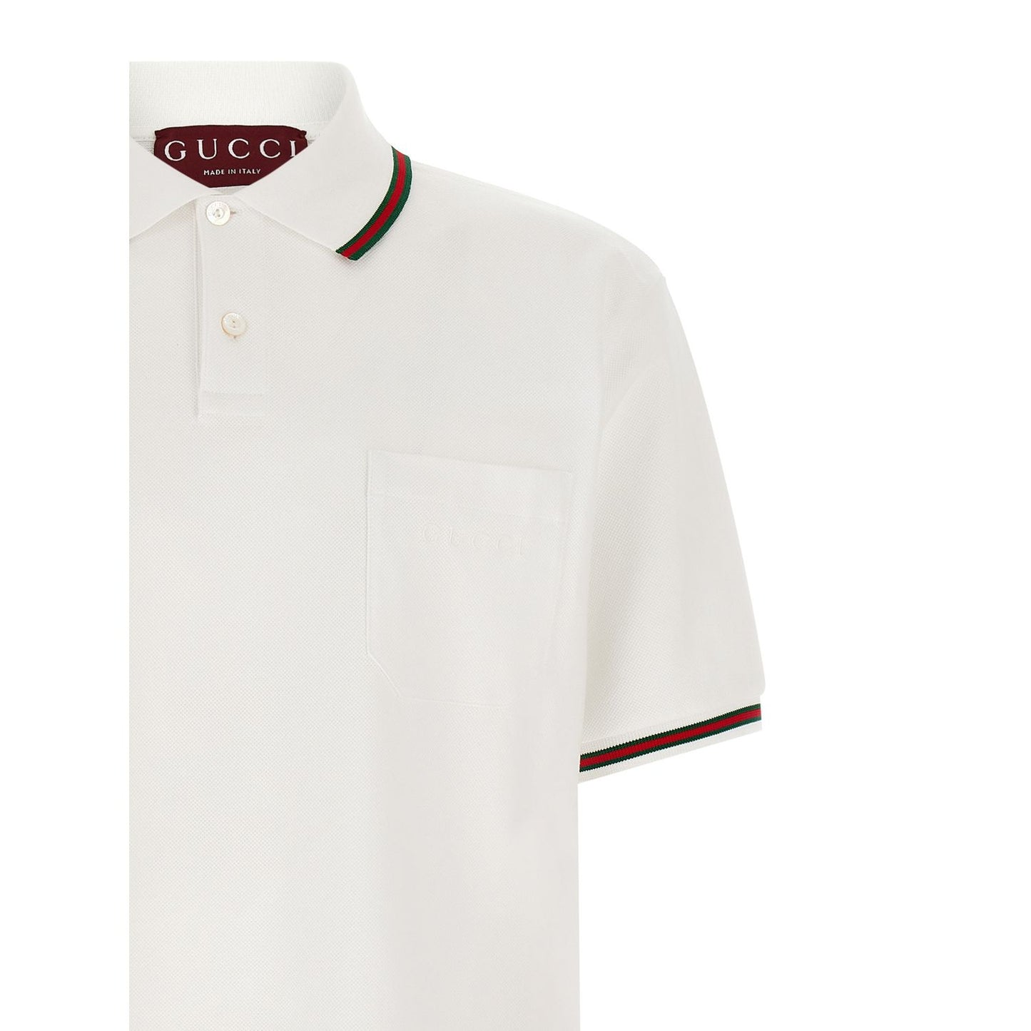 Gucci White Cotton Polo Shirt