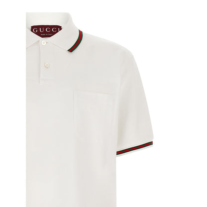 Gucci White Cotton Polo Shirt