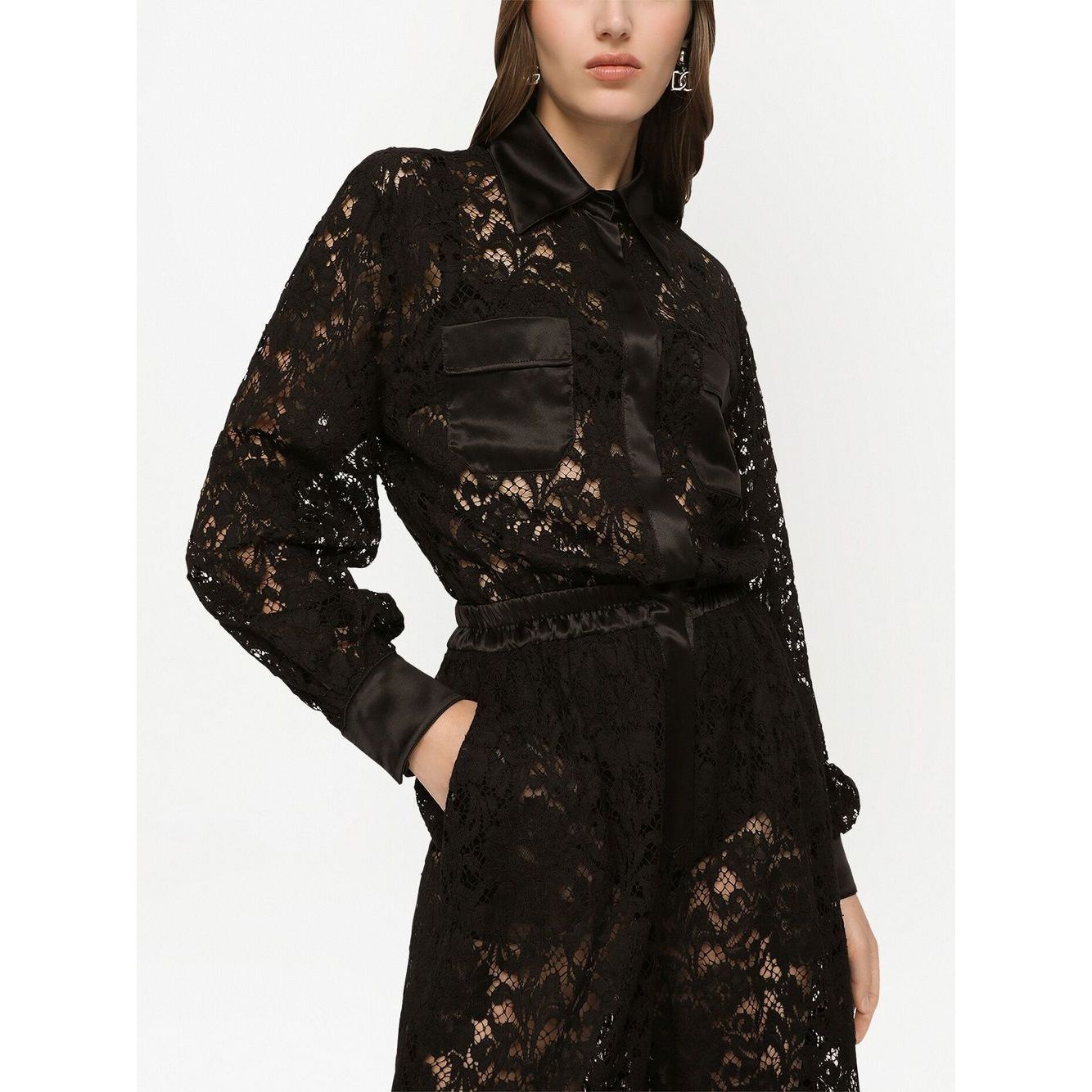 Dolce & Gabbana lace-trim long-sleeve jumpsuit Jumpsuits