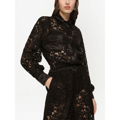 Dolce & Gabbana lace-trim long-sleeve jumpsuit Jumpsuits