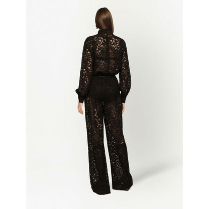 Dolce & Gabbana lace-trim long-sleeve jumpsuit Jumpsuits