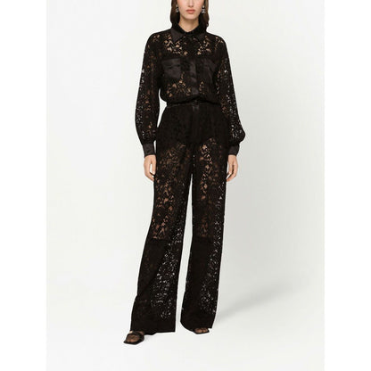 Dolce & Gabbana lace-trim long-sleeve jumpsuit Jumpsuits