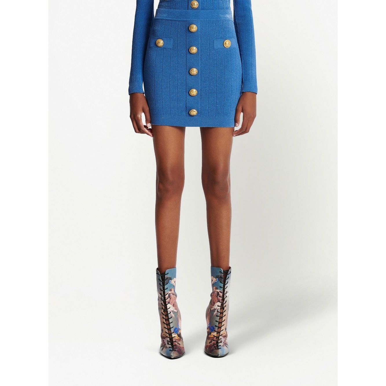 Balmain Button-detail knitted miniskirt