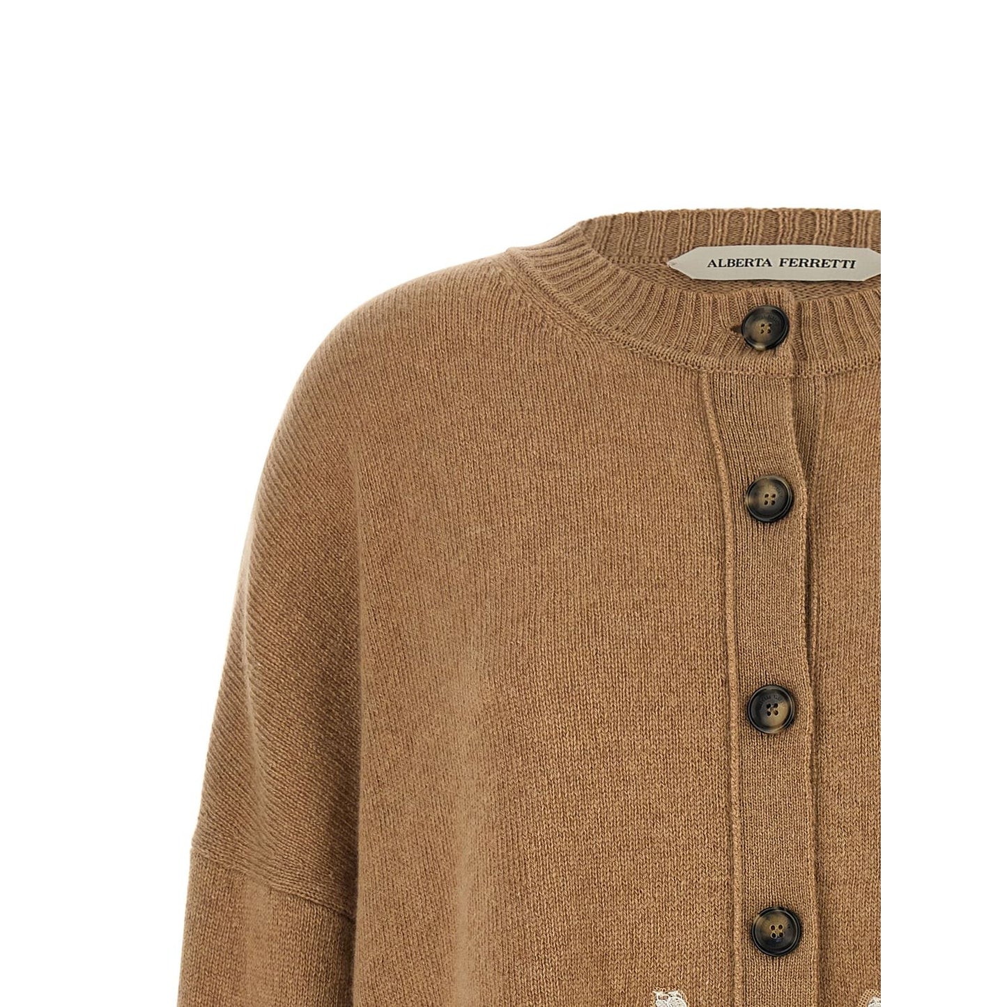 Alberta Ferretti Brown Cashmere Cardigan