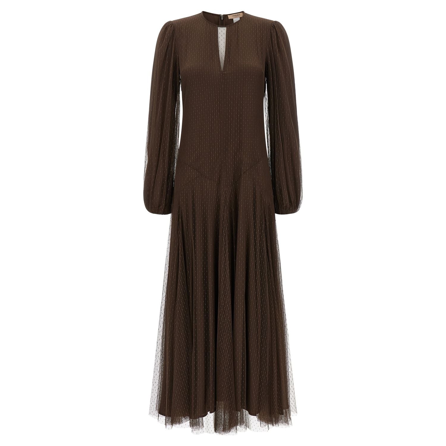 Twinset Brown Polyester Long Dress